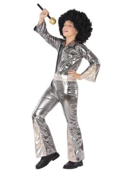 Disfraz Disco Plata Mono de niños