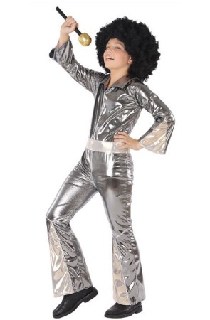 Disfraz Disco Plata Mono de niños