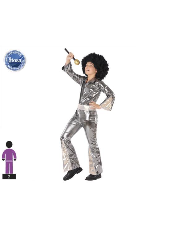 Disfraz Disco Plata Mono de niños
