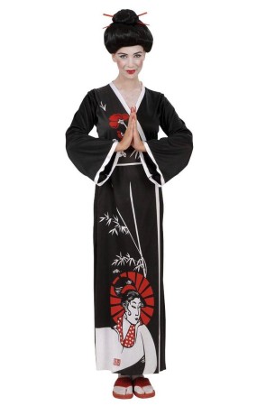 Disfraz Geisha Kimono Negro adulta