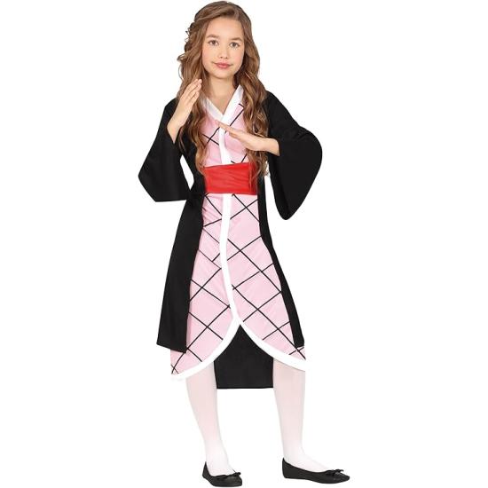 Disfraz de Luchadora Manga Rosa para Niña – Guerrera Anime con Vestido Kimono