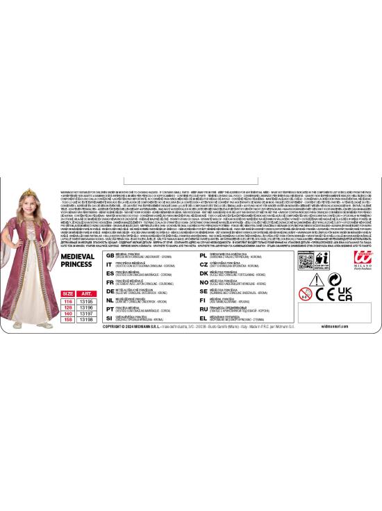 Disfraz Princesa Medieval Elegante en talla infantil