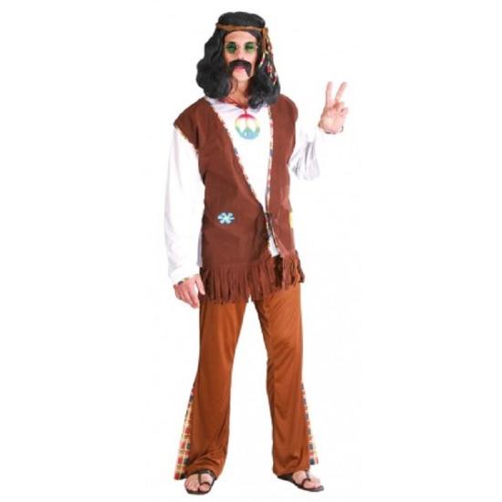 Disfraz Hippie Flower Power Marrón para Adulto