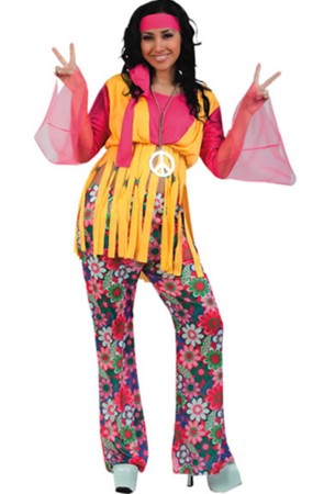 Disfraz Hippie Pink Flower talla adulta