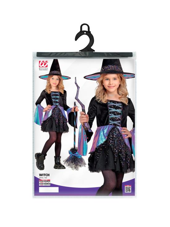 Disfraz Infantil BRUJA LUJO – Vestido con Brillos + Sombrero