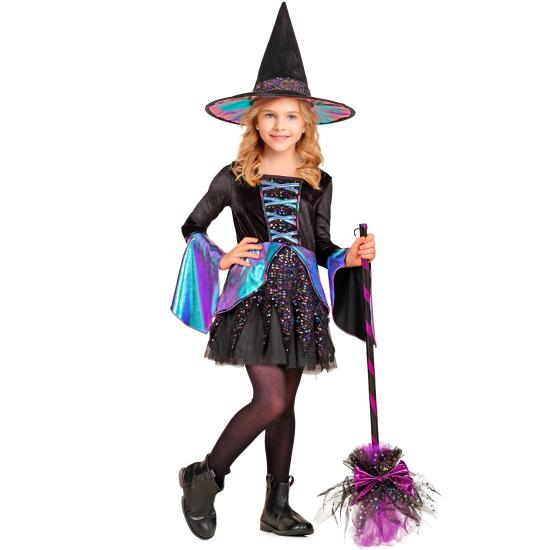 Disfraz Infantil BRUJA LUJO – Vestido con Brillos + Sombrero