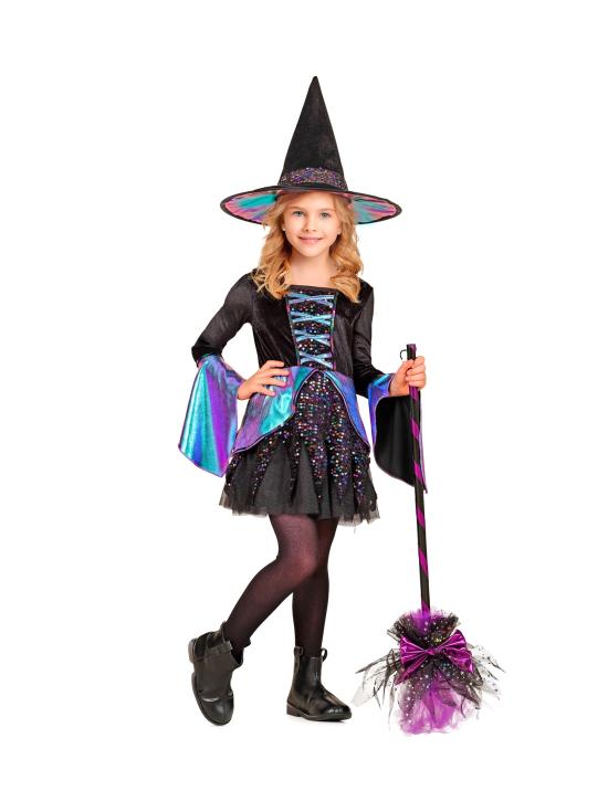 Disfraz Infantil BRUJA LUJO – Vestido con Brillos + Sombrero