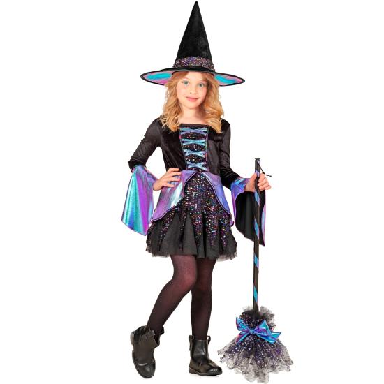 Disfraz Infantil BRUJA LUJO – Vestido con Brillos + Sombrero