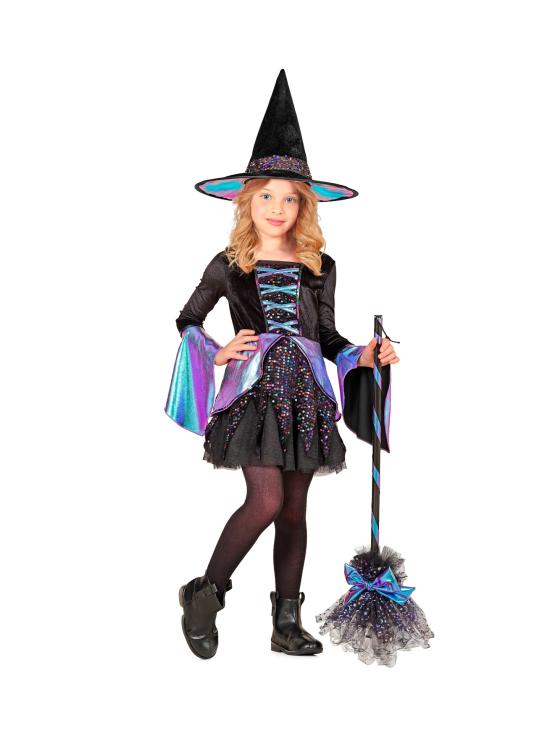 Disfraz Infantil BRUJA LUJO – Vestido con Brillos + Sombrero