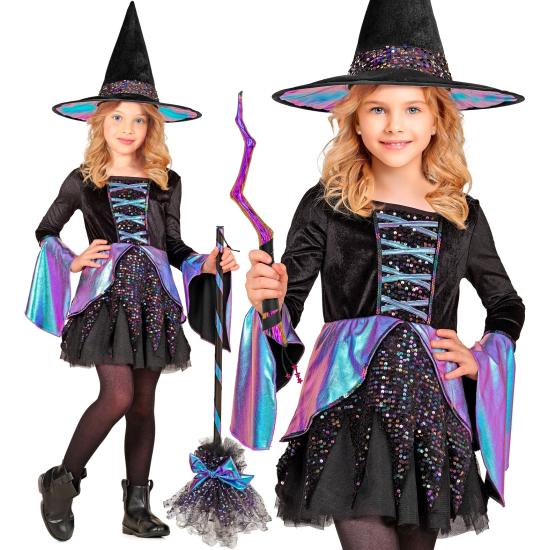 Disfraz Infantil BRUJA LUJO – Vestido con Brillos + Sombrero
