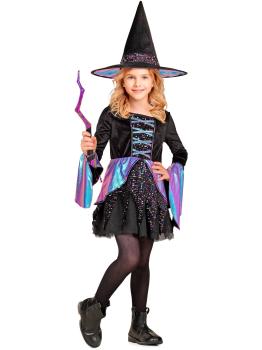 Disfraz Infantil BRUJA LUJO – Vestido con Brillos + Sombrero