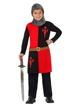 Disfraz infantil Caballero Medieval Rojo y Negro .