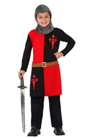 Disfraz infantil Caballero Medieval Rojo y Negro .