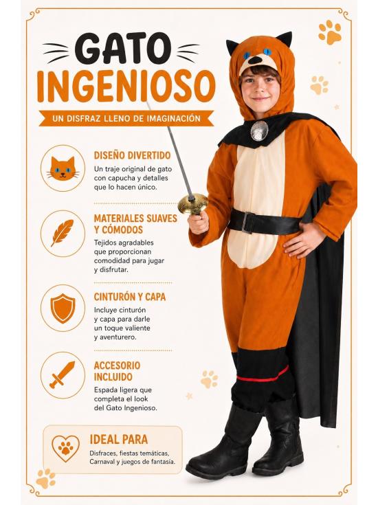 Disfraz infantil de Gato con Botas.
