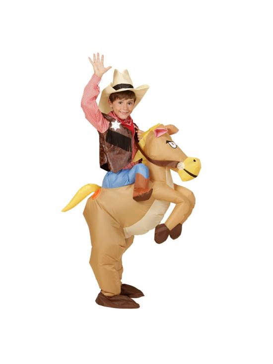 Disfraz infantil de Vaquero con Caballo Hinchable Talla única