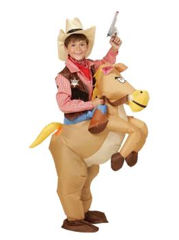Disfraz infantil de Vaquero con Caballo Hinchable Talla única