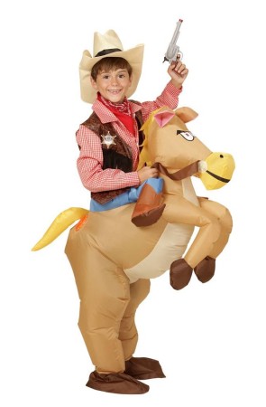 Disfraz infantil de Vaquero con Caballo Hinchable Talla única