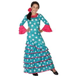 Disfraz infantil Flamenca Azul  .