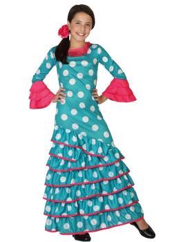 Disfraz infantil Flamenca Azul  .
