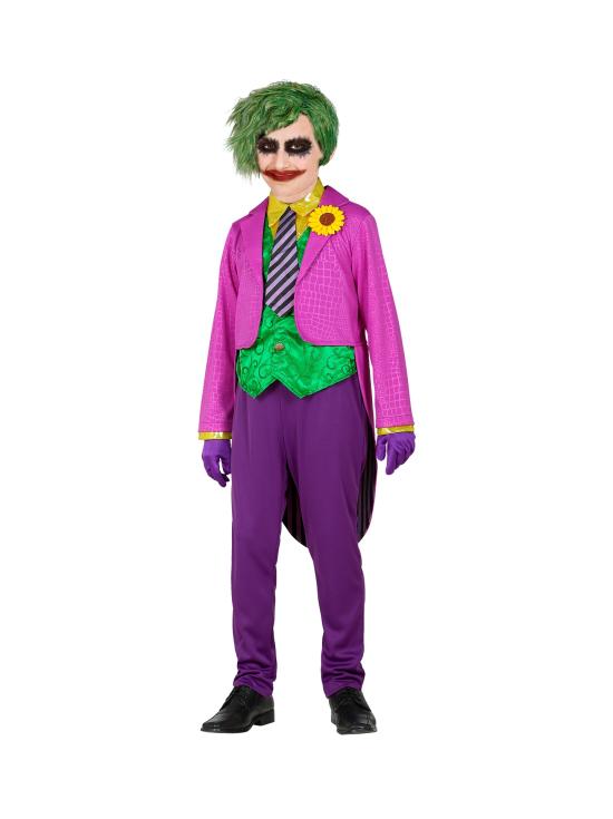 Disfraz infantil Joker – frac con camisa y chaleco, pantalones, corbata y guantes