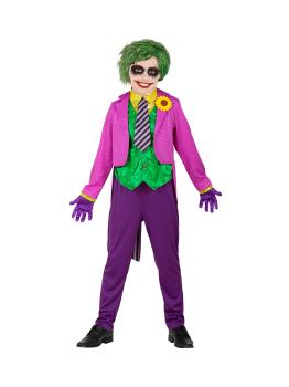 Disfraz infantil Joker – frac con camisa y chaleco, pantalones, corbata y guantes