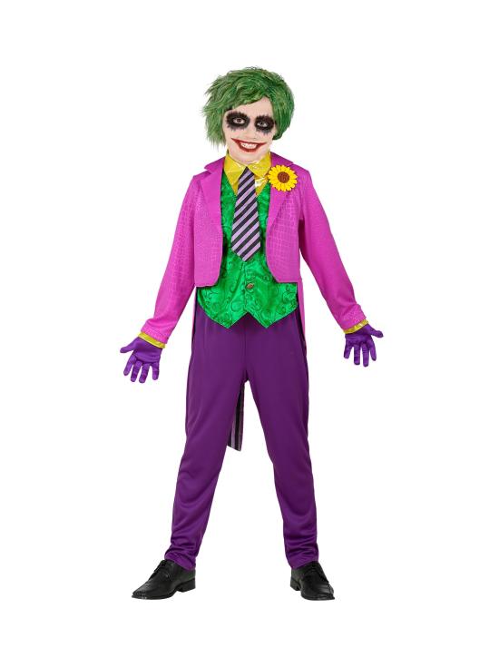 Disfraz infantil Joker – frac con camisa y chaleco, pantalones, corbata y guantes