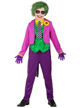 Disfraz infantil Joker – frac con camisa y chaleco, pantalones, corbata y guantes