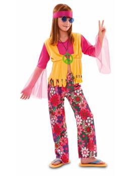 Disfraz infantil Pink Hippie niña.