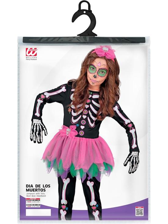 Disfraz Infantil SKELTON - Día de los Muertos (mono con tutú + diadema calavera)