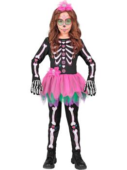 Disfraz Infantil SKELTON - Día de los Muertos (mono con tutú + diadema calavera)