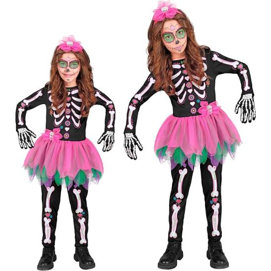 Disfraz Infantil SKELTON - Día de los Muertos (mono con tutú + diadema calavera)