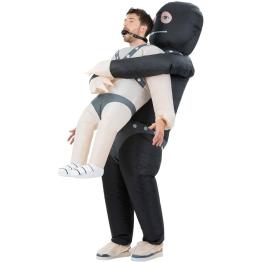 Disfraz inflable unisex de secuestro de Sado para adultos (talla única) (negro/blanco/gris)