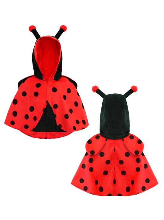 Disfraz Mariquita Peluche (Poncho con Capucha) para Bebé