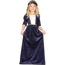 Disfraz Medieval con vestido y diadema niñas
