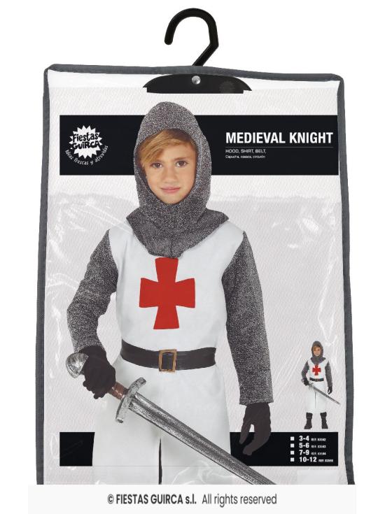 Disfraz de Caballero Templario para Niño Medieval Cruzado Carnaval o Halloween