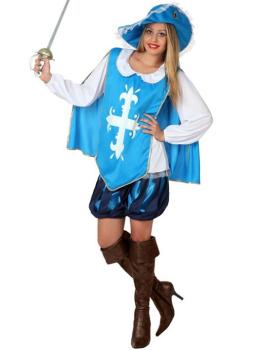 Disfraz Mosquetera Azul para adulta