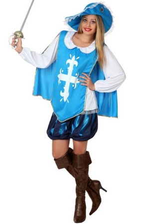 Disfraz Mosquetera Azul para adulta