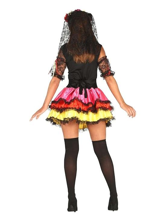 Disfraz Mujer Catrina Sexy Colorida Lady Muerte Mexicana