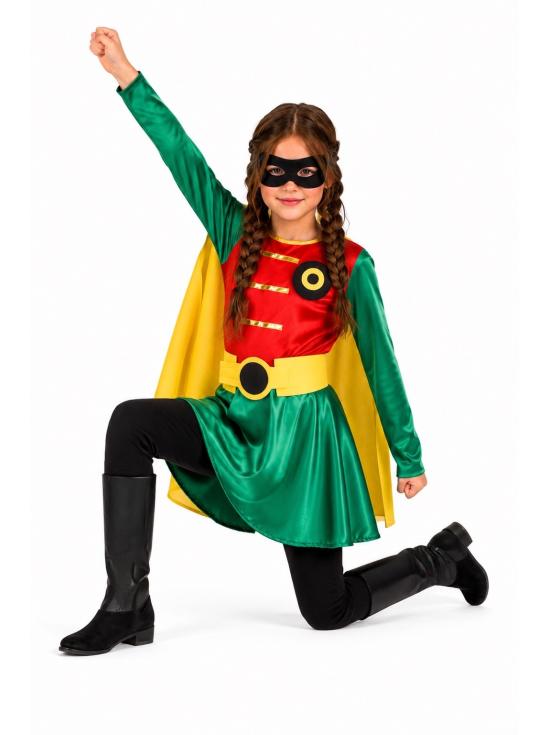 Disfraz de Niña Super Robina con Capa y Cubrebotas | Superheroína Infantil