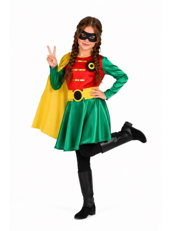 Disfraz de Niña Super Robina con Capa y Cubrebotas | Superheroína Infantil