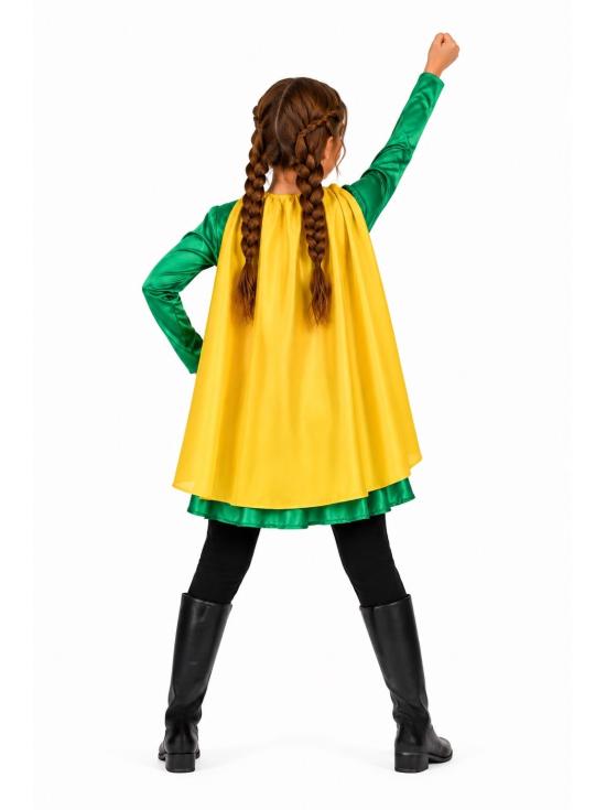 Disfraz de Niña Super Robina con Capa y Cubrebotas | Superheroína Infantil