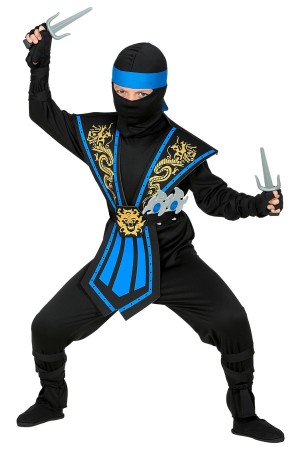 Disfraz Ninja Azul para niño con Set de Armamento