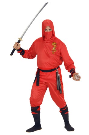 Disfraz Ninja Master Rojo para adulto