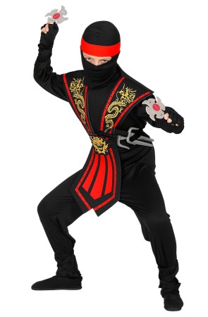 Disfraz Ninja Rojo para niño con Set de Armamento