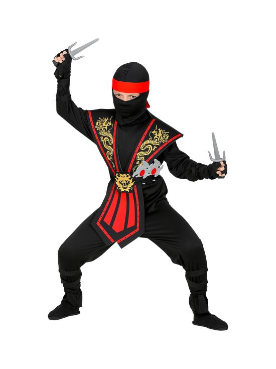 Disfraz Ninja Rojo para niño con Set de Armamento
