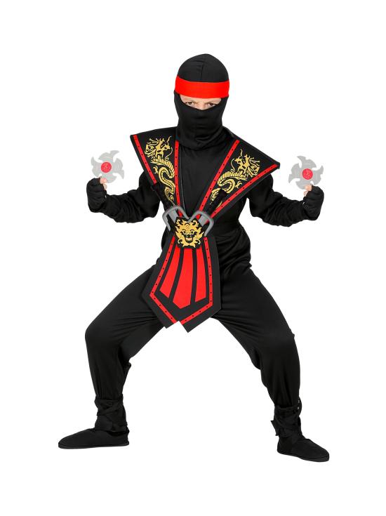 Disfraz Ninja Rojo para niño con Set de Armamento