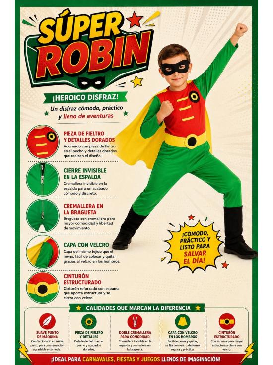 Disfraz niño Super Robin Batman.