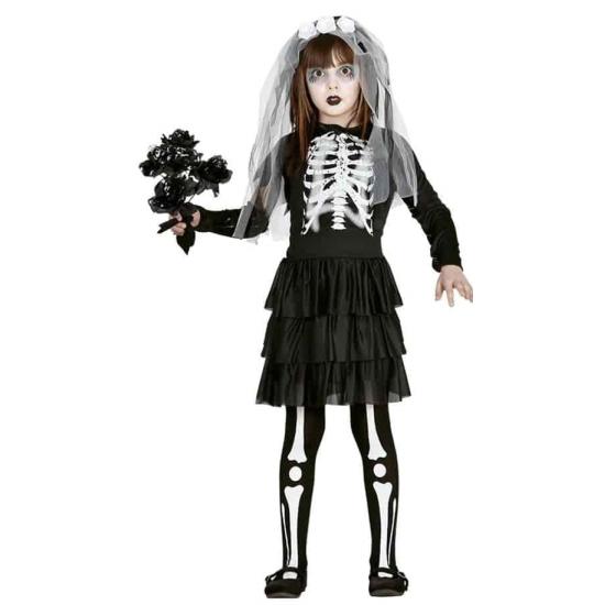 Disfraz Novia Esqueleto Velo niña