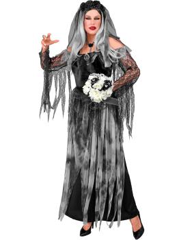 Disfraz “Novia Muerta” para mujer – vestido largo con velo