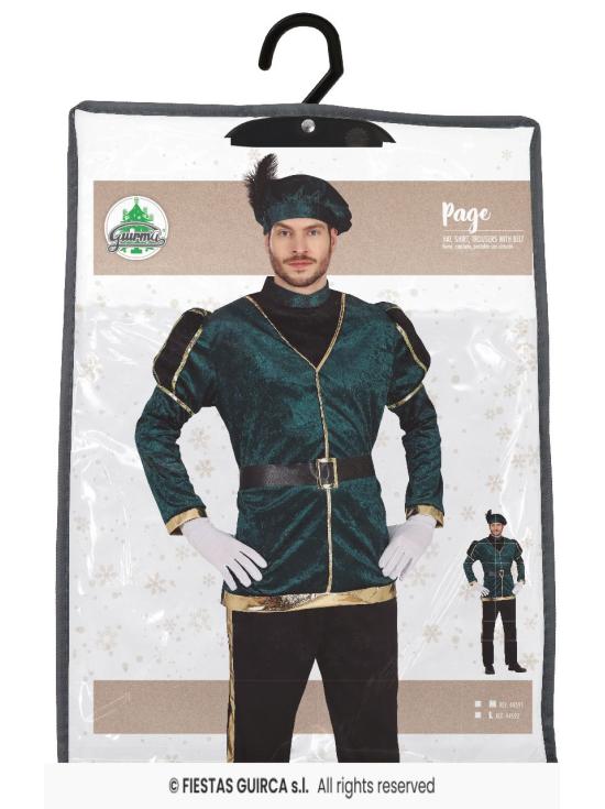 Disfraz Paje Verde Navidad para adultos